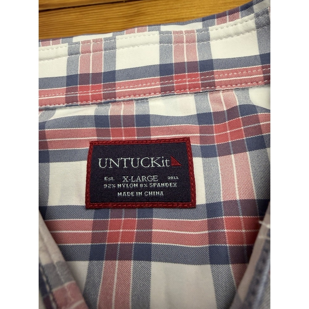 UNTUCKit Tour De Paz Plaid Shirt Long Sleeve Button Up Nylon Blend Men's XL - Picture 3 of 11